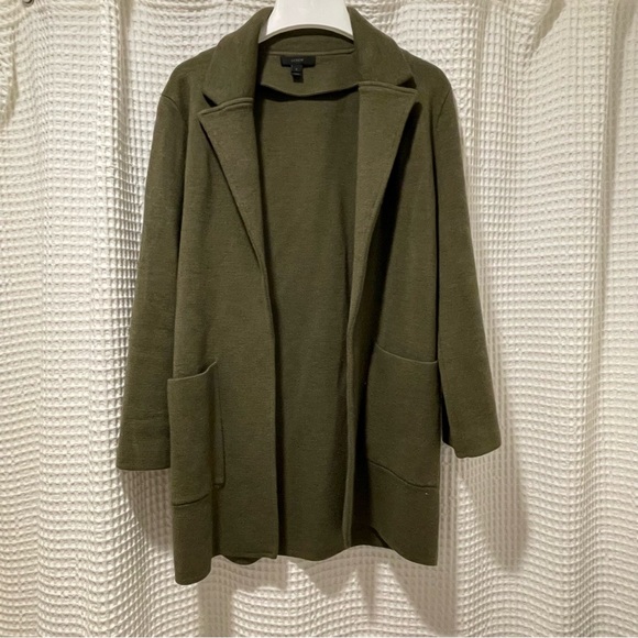 J. Crew Jackets & Blazers - Sz S J. Crew Sophie Olive open front blazer cardigan 100% Merino Wool
